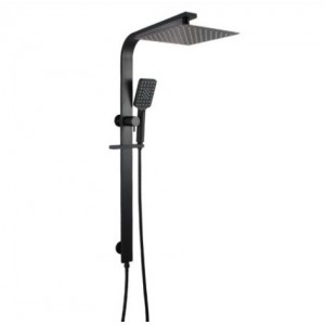 Vog Matte Black 10'' Square Wide Rail Shower Station Top Water Inlet